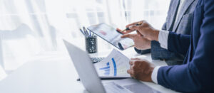 Accountant reviewing business assets