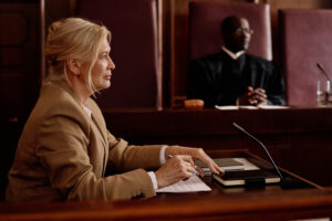 Woman testifying in court