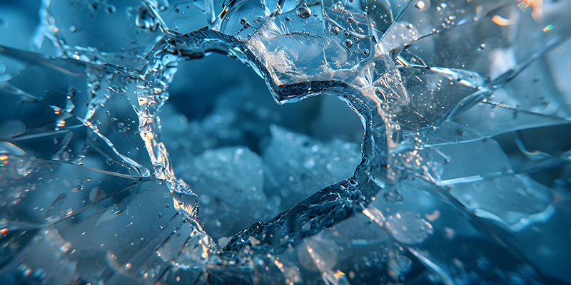 heart in broken ice